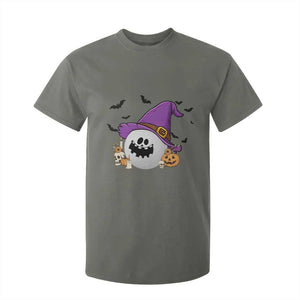 Halloween Golfer Gift T Shirt For Kid Creepy Golf Ball With Witch Hat TS12 Military Green Print Your Wear