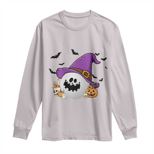 Halloween Golfer Gift Long Sleeve Shirt Creepy Golf Ball With Witch Hat TS12 Ice Gray Print Your Wear