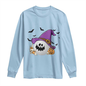 Halloween Golfer Gift Long Sleeve Shirt Creepy Golf Ball With Witch Hat TS12 Light Blue Print Your Wear