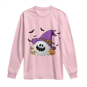 Halloween Golfer Gift Long Sleeve Shirt Creepy Golf Ball With Witch Hat TS12 Light Pink Print Your Wear