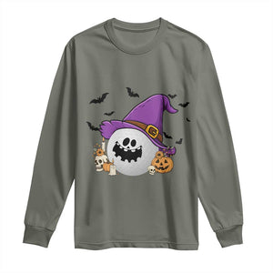 Halloween Golfer Gift Long Sleeve Shirt Creepy Golf Ball With Witch Hat TS12 Military Green Print Your Wear