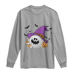 Halloween Golfer Gift Long Sleeve Shirt Creepy Golf Ball With Witch Hat TS12 Sport Gray Print Your Wear