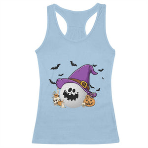Halloween Golfer Gift Racerback Tank Top Creepy Golf Ball With Witch Hat TS12 Light Blue Print Your Wear