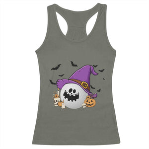 Halloween Golfer Gift Racerback Tank Top Creepy Golf Ball With Witch Hat TS12 Military Green Print Your Wear