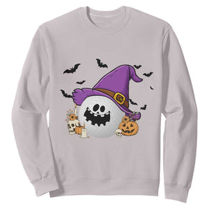 Halloween Golfer Gift Sweatshirt Creepy Golf Ball With Witch Hat TS12 Ice Gray Print Your Wear