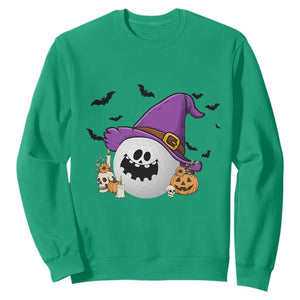 Halloween Golfer Gift Sweatshirt Creepy Golf Ball With Witch Hat TS12 Irish Green Print Your Wear