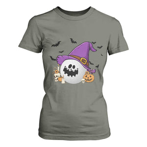 Halloween Golfer Gift T Shirt For Women Creepy Golf Ball With Witch Hat TS12 Military Green Print Your Wear