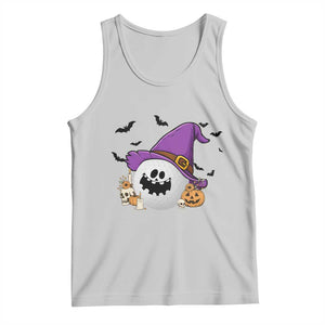 Halloween Golfer Gift Tank Top Creepy Golf Ball With Witch Hat TS12 Ash Print Your Wear