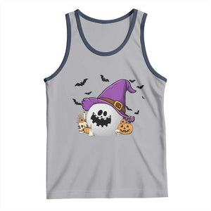 Halloween Golfer Gift Tank Top Creepy Golf Ball With Witch Hat TS12 Athletic Heather Navy Print Your Wear