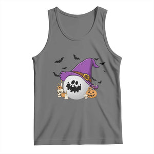 Halloween Golfer Gift Tank Top Creepy Golf Ball With Witch Hat TS12 Black Heather Print Your Wear