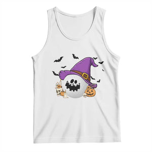 Halloween Golfer Gift Tank Top Creepy Golf Ball With Witch Hat TS12 White Print Your Wear