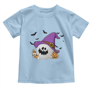 Halloween Golfer Gift Toddler T Shirt Creepy Golf Ball With Witch Hat TS12 Light Blue Print Your Wear