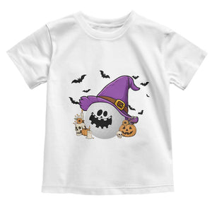 Halloween Golfer Gift Toddler T Shirt Creepy Golf Ball With Witch Hat TS12 White Print Your Wear