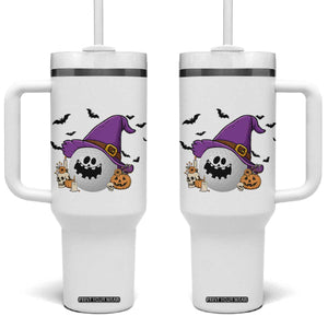 Halloween Golfer Gift Tumbler With Handle Creepy Golf Ball With Witch Hat TS12 One Size: 40 oz White Print Your Wear