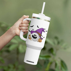 Halloween Golfer Gift Tumbler With Handle Creepy Golf Ball With Witch Hat TS12 Print Your Wear