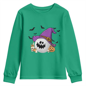 Halloween Golfer Gift Youth Sweatshirt Creepy Golf Ball With Witch Hat TS12 Irish Green Print Your Wear