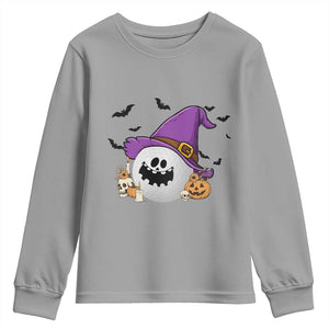 Halloween Golfer Gift Youth Sweatshirt Creepy Golf Ball With Witch Hat TS12 Sport Gray Print Your Wear