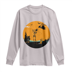 Funny Skeleton Golf Player Long Sleeve Shirt Halloween Gift TS12 Ice Gray Print Your Wear