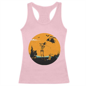 Funny Skeleton Golf Player Racerback Tank Top Halloween Gift TS12 Light Pink Print Your Wear