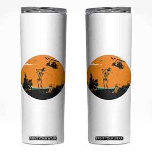 Funny Skeleton Golf Player Skinny Tumbler Halloween Gift TS12 White Print Your Wear