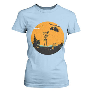 Funny Skeleton Golf Player T Shirt For Women Halloween Gift TS12 Light Blue Print Your Wear