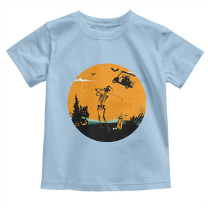 Funny Skeleton Golf Player Toddler T Shirt Halloween Gift TS12 Light Blue Print Your Wear