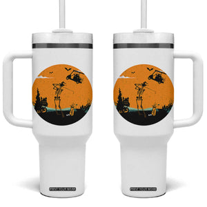Funny Skeleton Golf Player Tumbler With Handle Halloween Gift TS12 One Size: 40 oz White Print Your Wear
