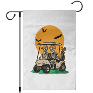 Funny Halloween Gift Garden Flag Skeleton Driving Golf Cart TS12 White Print Your Wear
