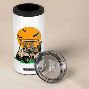 Funny Halloween Gift 4 in 1 Can Cooler Tumbler Skeleton Driving Golf Cart TS12 Print Your Wear