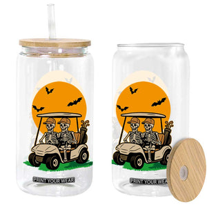 Funny Halloween Gift Glass Can Skeleton Driving Golf Cart TS12 Print Your Wear