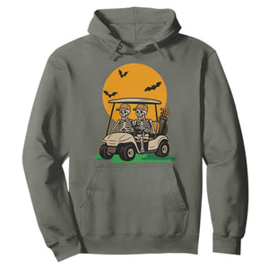 Funny Halloween Gift Hoodie Skeleton Driving Golf Cart TS12 Military Green Print Your Wear
