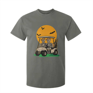 Funny Halloween Gift T Shirt For Kid Skeleton Driving Golf Cart TS12 Military Green Print Your Wear