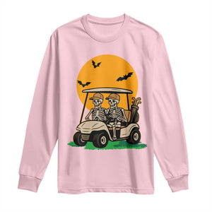 Funny Halloween Gift Long Sleeve Shirt Skeleton Driving Golf Cart TS12 Light Pink Print Your Wear