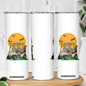 Funny Halloween Gift Skinny Tumbler Skeleton Driving Golf Cart TS12 Print Your Wear
