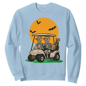 Funny Halloween Gift Sweatshirt Skeleton Driving Golf Cart TS12 Light Blue Print Your Wear