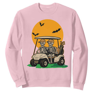 Funny Halloween Gift Sweatshirt Skeleton Driving Golf Cart TS12 Light Pink Print Your Wear