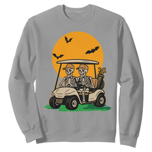 Funny Halloween Gift Sweatshirt Skeleton Driving Golf Cart TS12 Sport Gray Print Your Wear
