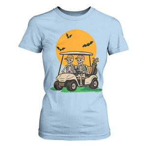 Funny Halloween Gift T Shirt For Women Skeleton Driving Golf Cart TS12 Light Blue Print Your Wear