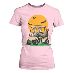 Funny Halloween Gift T Shirt For Women Skeleton Driving Golf Cart TS12 Light Pink Print Your Wear