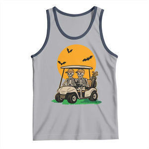 Funny Halloween Gift Tank Top Skeleton Driving Golf Cart TS12 Athletic Heather Navy Print Your Wear