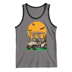 Funny Halloween Gift Tank Top Skeleton Driving Golf Cart TS12 Deep Heather Black Print Your Wear