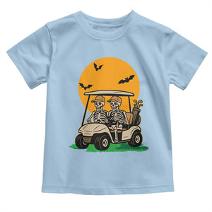 Funny Halloween Gift Toddler T Shirt Skeleton Driving Golf Cart TS12 Light Blue Print Your Wear