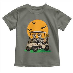 Funny Halloween Gift Toddler T Shirt Skeleton Driving Golf Cart TS12 Military Green Print Your Wear