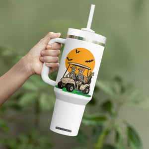 Funny Halloween Gift Tumbler With Handle Skeleton Driving Golf Cart TS12 Print Your Wear
