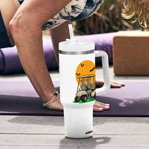 Funny Halloween Gift Tumbler With Handle Skeleton Driving Golf Cart TS12 Print Your Wear