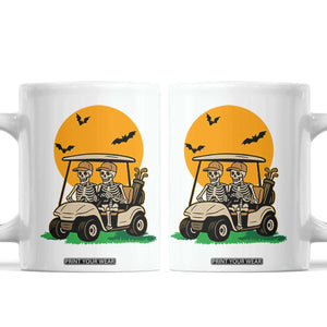 Funny Halloween Gift Coffee Mug Skeleton Driving Golf Cart TS12 White Print Your Wear