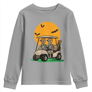 Funny Halloween Gift Youth Sweatshirt Skeleton Driving Golf Cart TS12 Sport Gray Print Your Wear