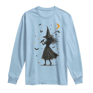 Halloween Sports Gift Long Sleeve Shirt Creepy Witch With Golf Club TS12 Light Blue Print Your Wear