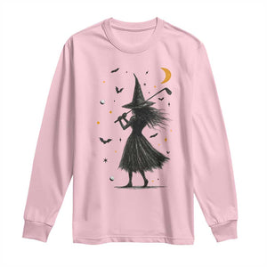 Halloween Sports Gift Long Sleeve Shirt Creepy Witch With Golf Club TS12 Light Pink Print Your Wear