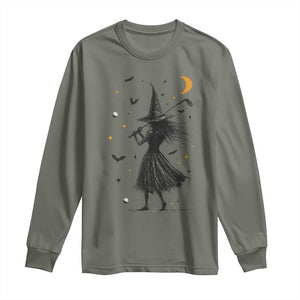 Halloween Sports Gift Long Sleeve Shirt Creepy Witch With Golf Club TS12 Military Green Print Your Wear